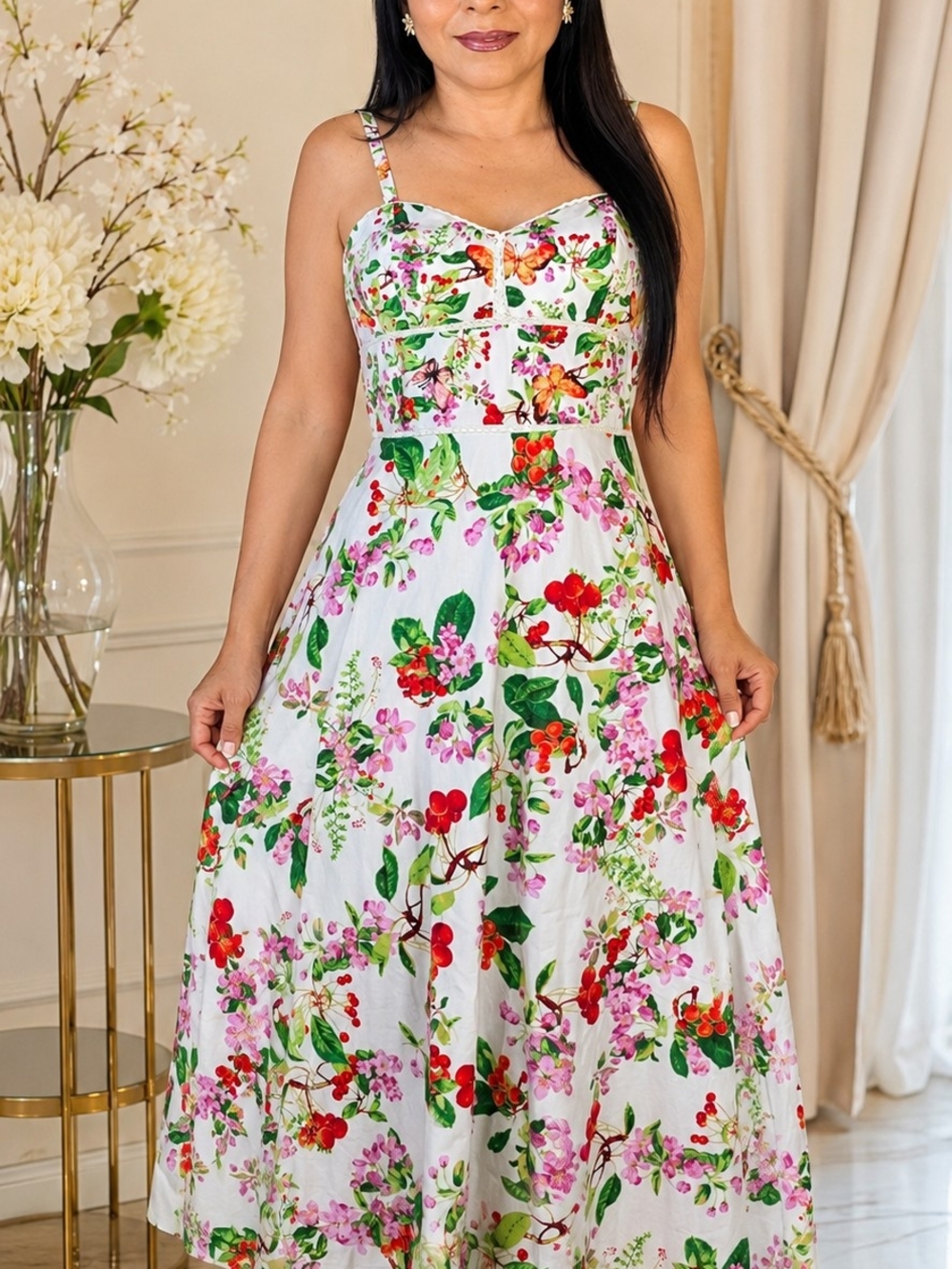 Zarr Collection Floral Midi Dress | Size 2